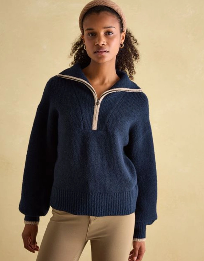 Women's Elmore Quarter Zip Knitted Jumper Navy