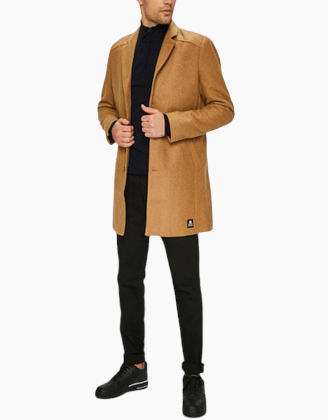Tom Tailor Men's Brown Trench Over Coat Wool Winter Long Jacket Formal Office Outwear - Size: 42/Regular