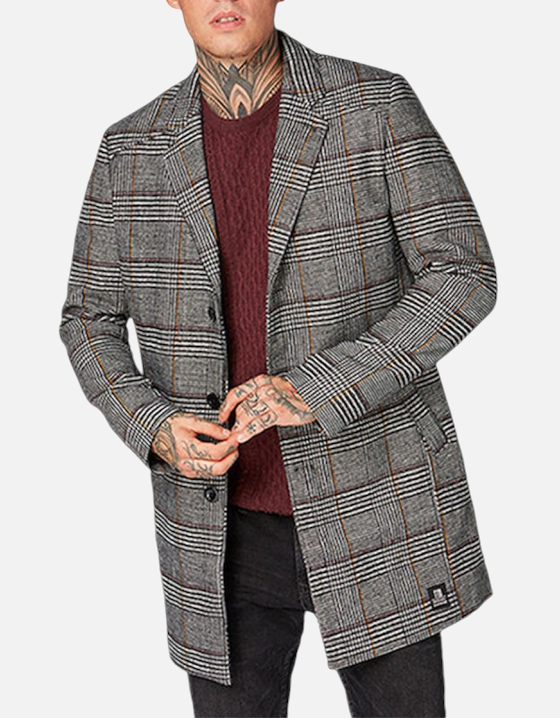 Men's TOM TAILOR Mens Trench Over Coat Wool Winter Long Jacket Formal Office Outwear - Grey - Size: 44/Regular