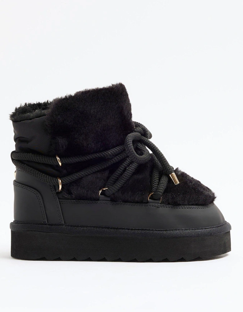 Older Girl Shearling Hiker Moonboots - Black