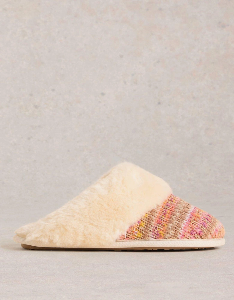 Knitted Mule Slippers - Beige