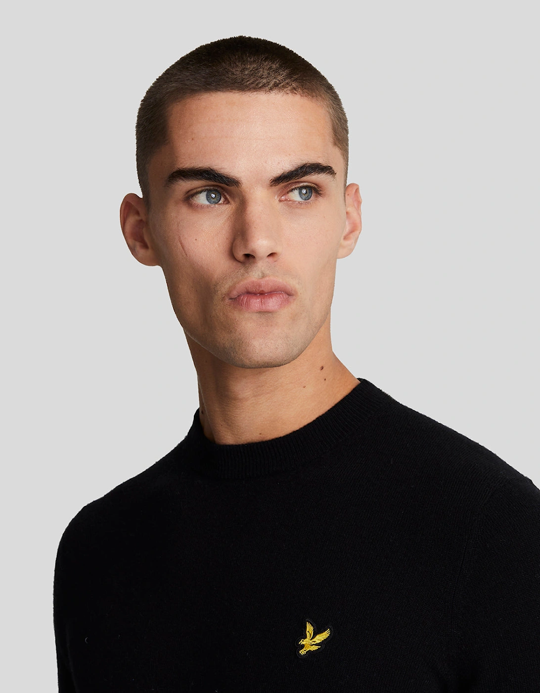 Lyle & Scott Lambswool Blend Crew Neck Jumper - W155 Jet Black Marl