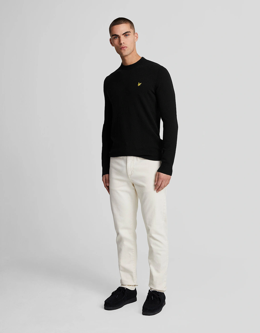 Lyle & Scott Lambswool Blend Crew Neck Jumper - W155 Jet Black Marl