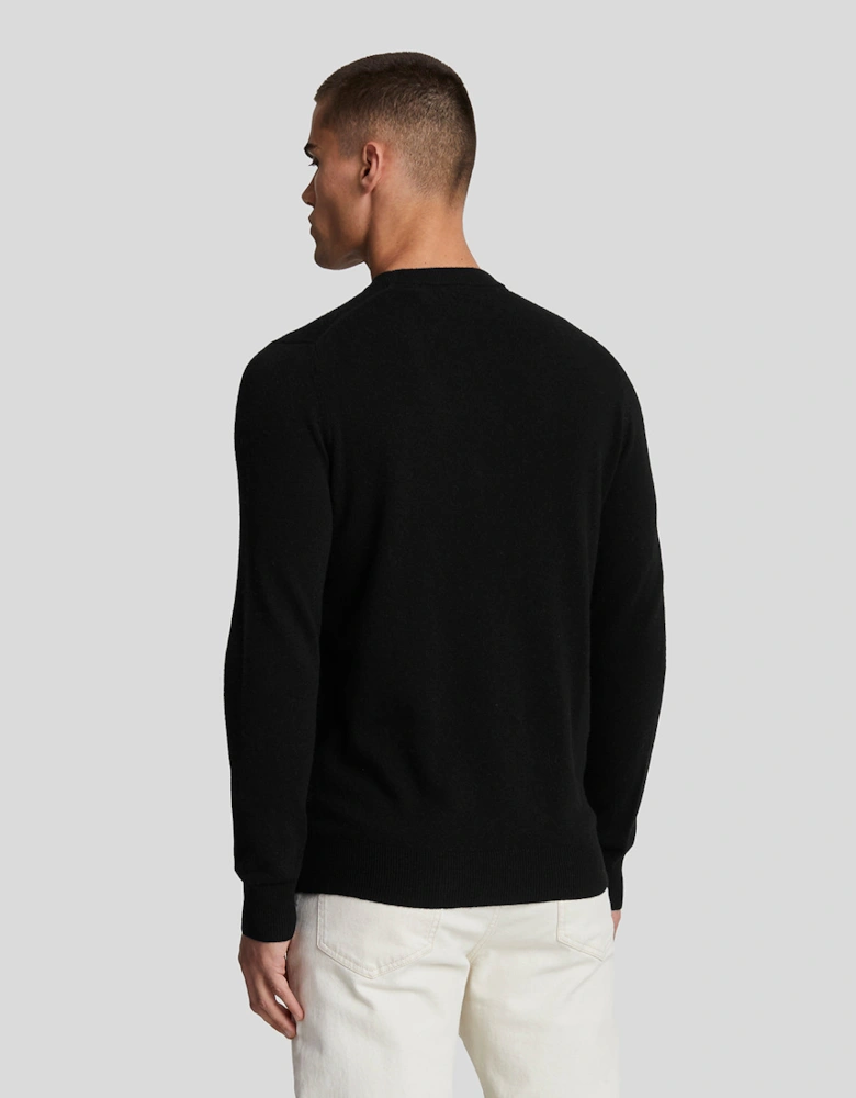 Lyle & Scott Lambswool Blend Crew Neck Jumper - W155 Jet Black Marl