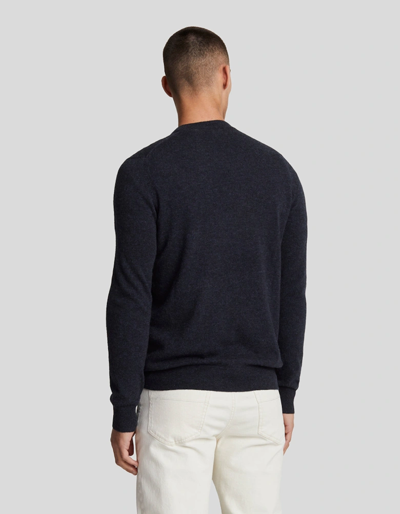 Lyle & Scott Lambswool Blend Crew Neck Jumper - Z56 Dark Navy Marl
