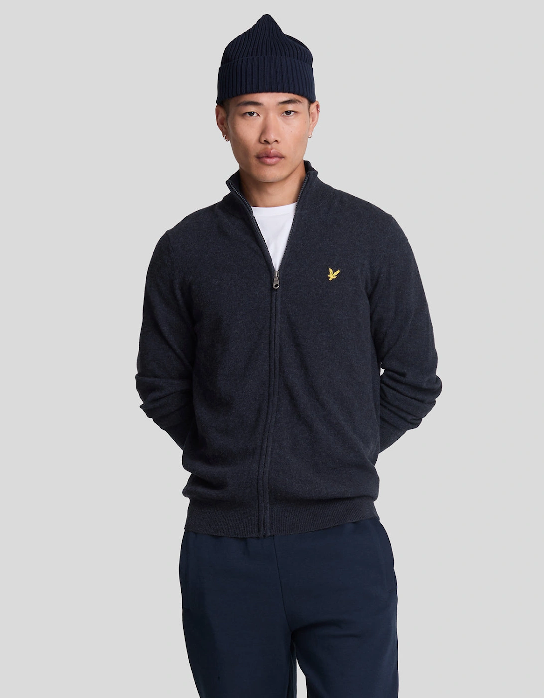 Lyle And Scott Men's Lambswool Blend Zip Cardigan - Navy - Size: 38