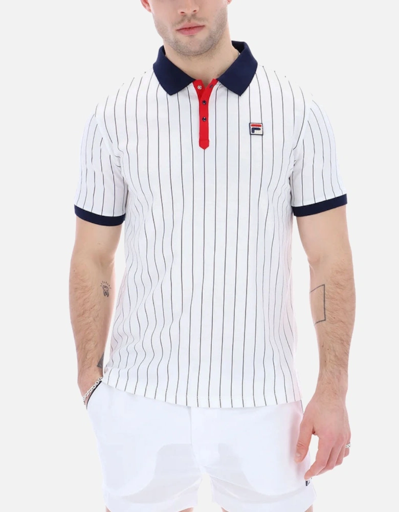 Vintage BB1 Classic Vintage Striped Polo -  White/ Navy/ Red