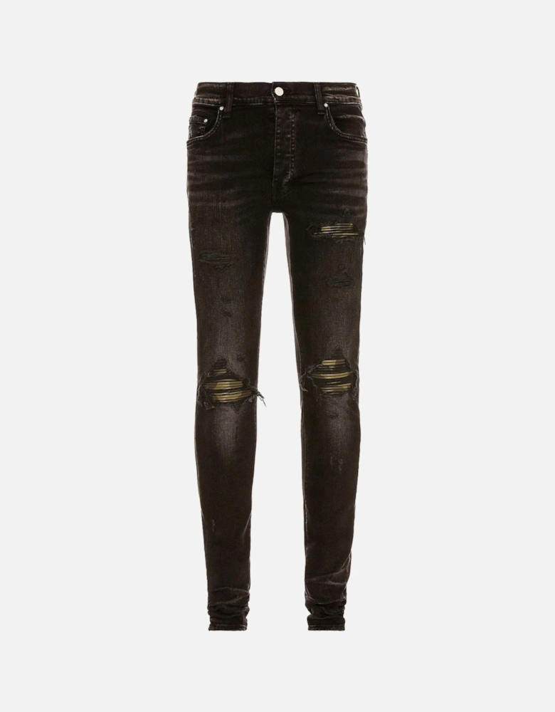 Leather Camo MX1 Aged Jeans in Black