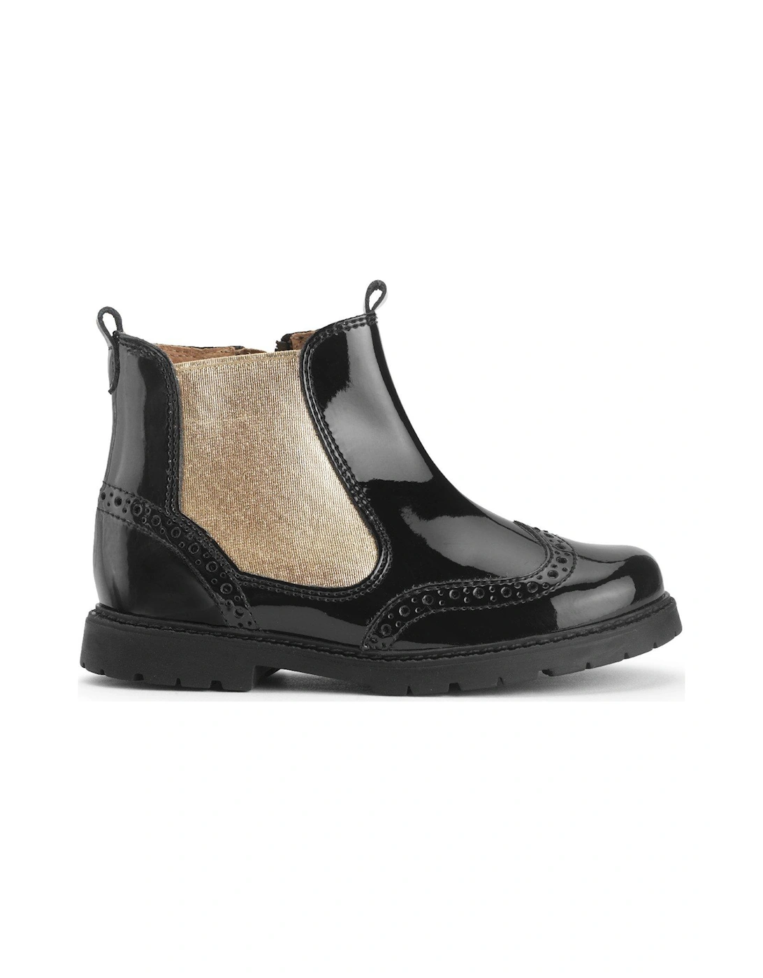 Chelsea Kids Black Patent And Gold Chelsea Boot, 2 of 1