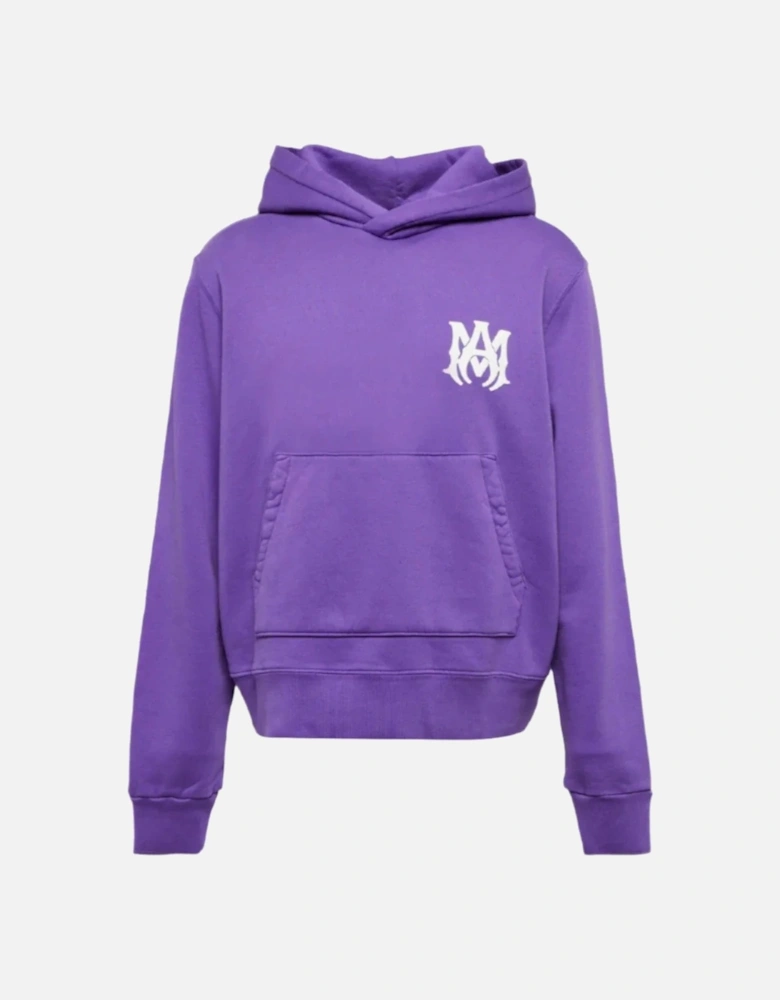 MA Logo Printed Cotton Hoodie in Purple