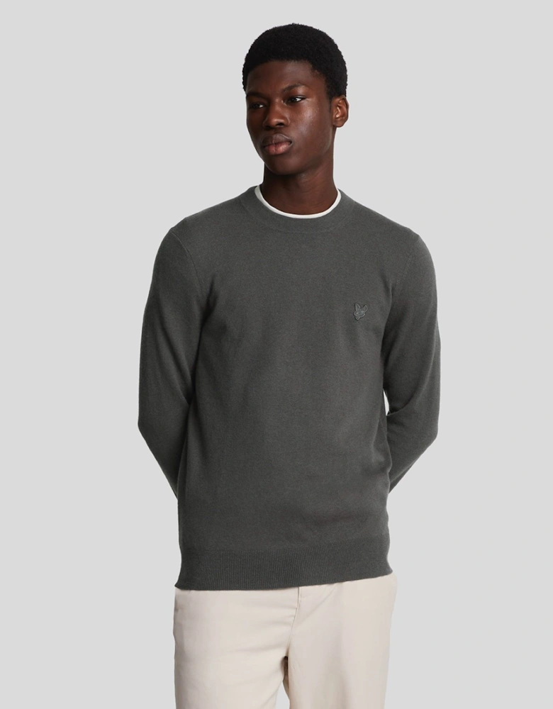 Tonal Eagle Lambswool Crew Neck Jumper