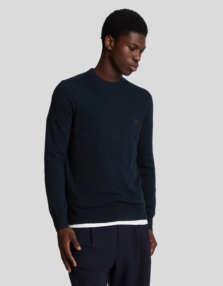 Tonal Eagle Lambswool Crew Neck Jumper