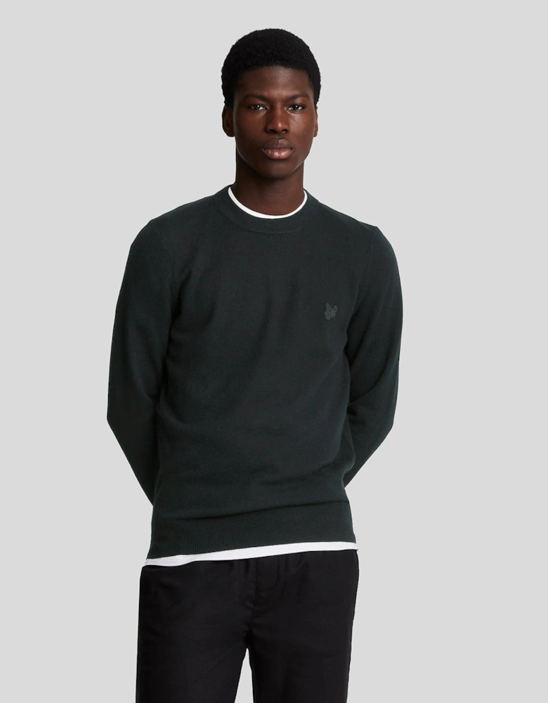 Tonal Eagle Lambswool Crew Neck Jumper