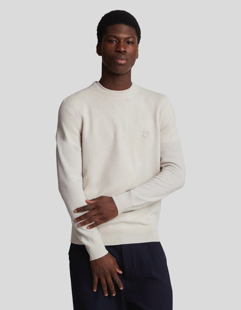 Tonal Eagle Lambswool Crew Neck Jumper