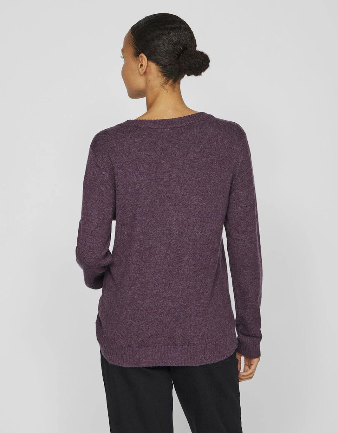 Viril O-Neck Long Sleeve Top Plum Perfect Dark Melange