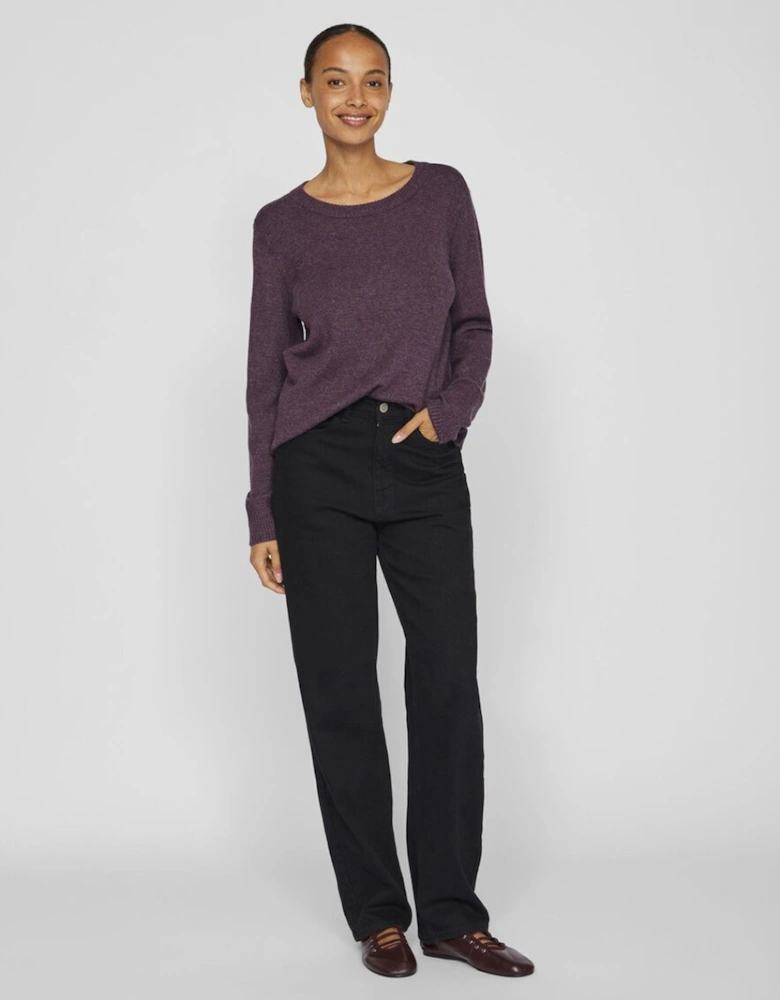 Viril O-Neck Long Sleeve Top Plum Perfect Dark Melange