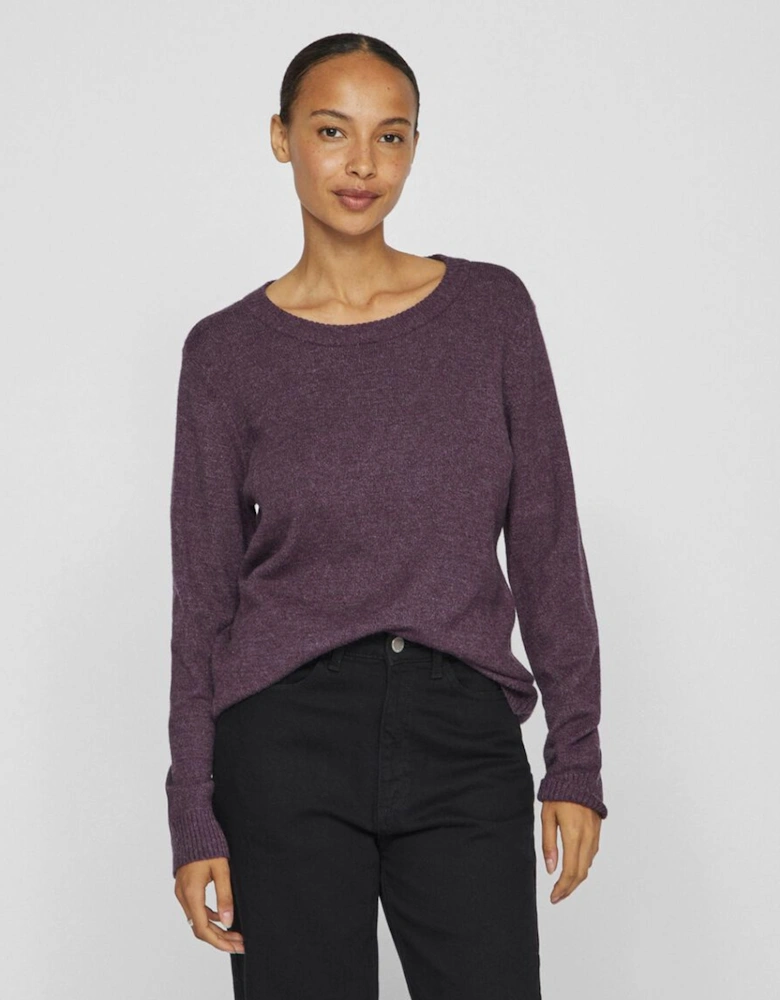 Viril O-Neck Long Sleeve Top Plum Perfect Dark Melange