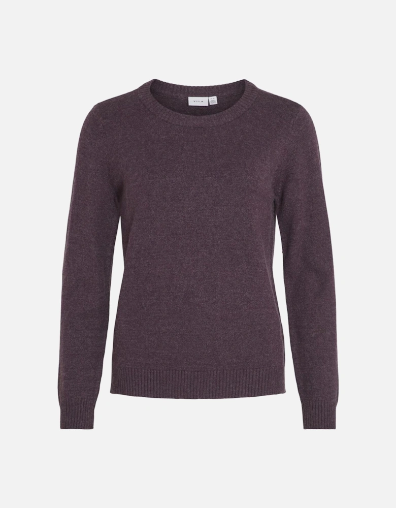 Viril O-Neck Long Sleeve Top Plum Perfect Dark Melange