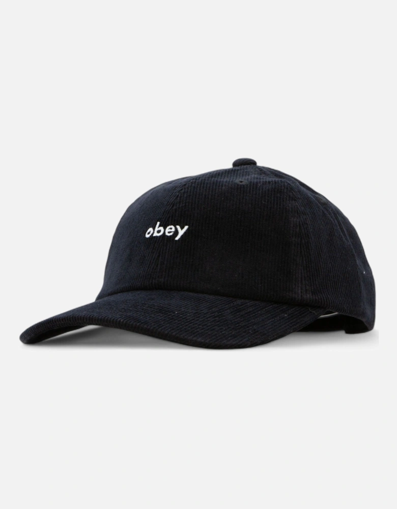 Lowercase Corduroy 6 Panel Strapback Cap - Black