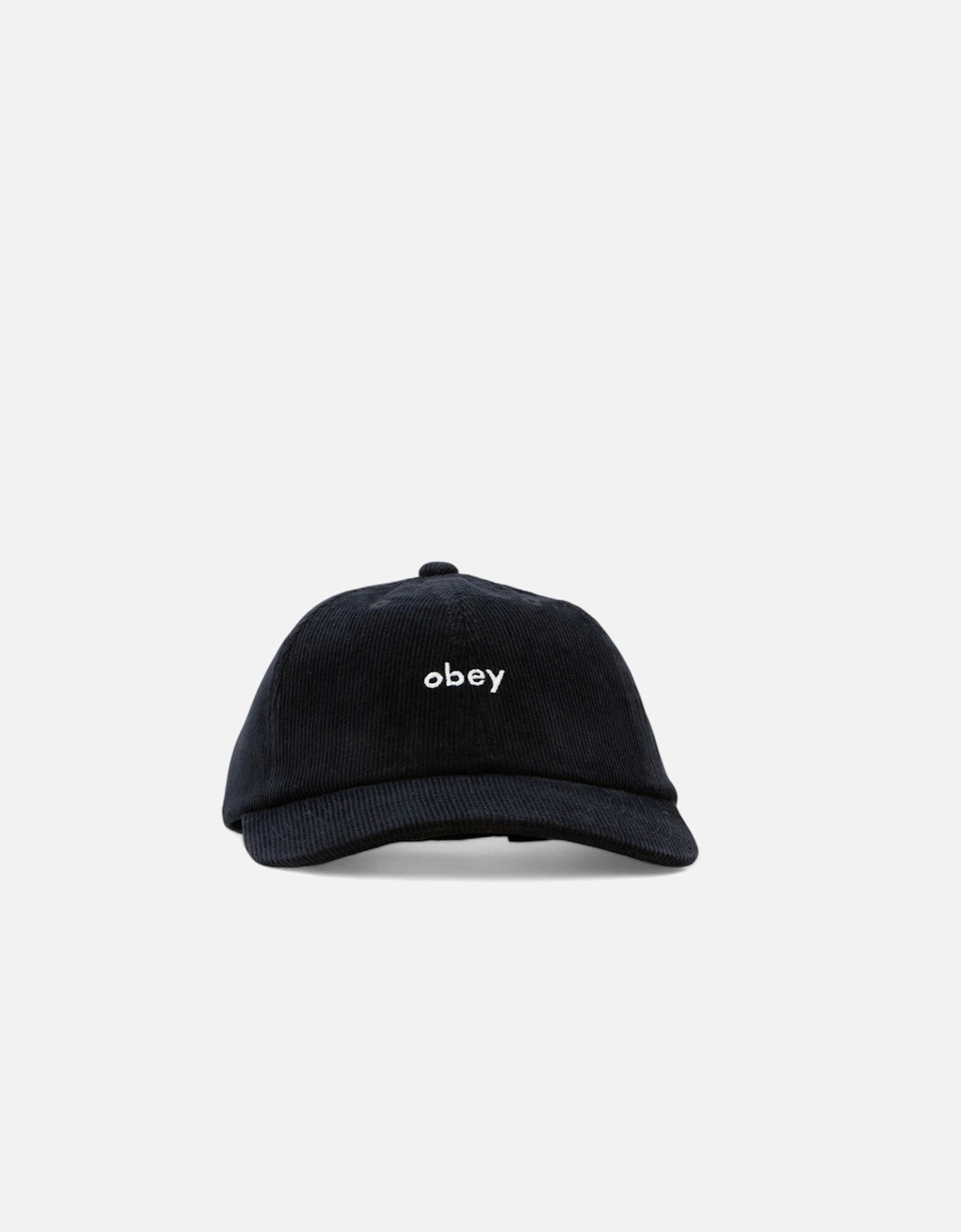 Lowercase Corduroy 6 Panel Strapback Cap - Black