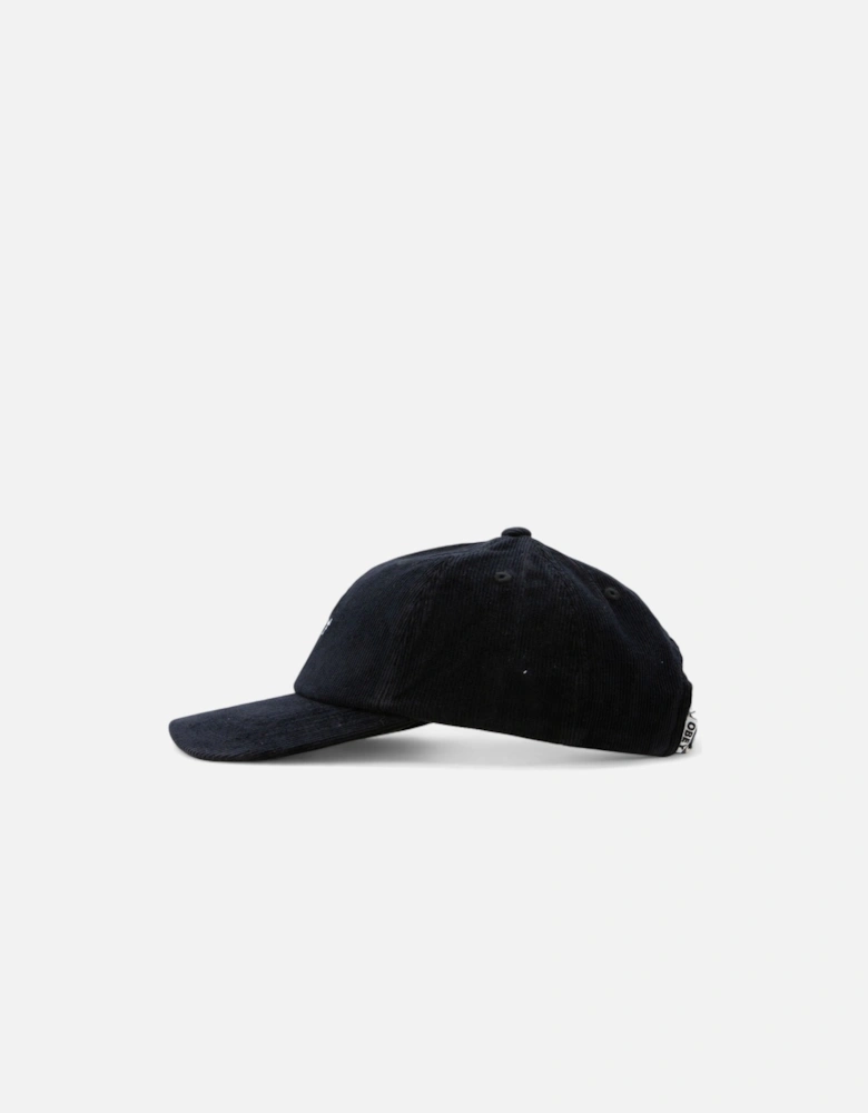 Lowercase Corduroy 6 Panel Strapback Cap - Black