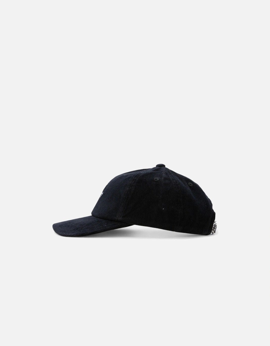 Lowercase Corduroy 6 Panel Strapback Cap - Black