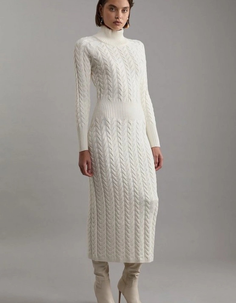 Cable Knit Funnel Neck Maxi Dress