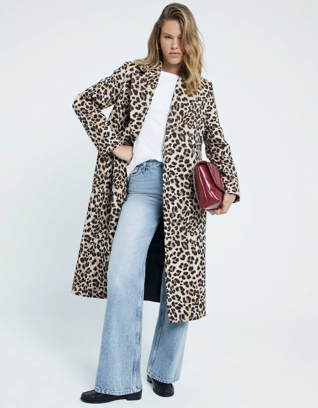 Leopard Print Jacquard Coat - Light Brown, 6 of 5