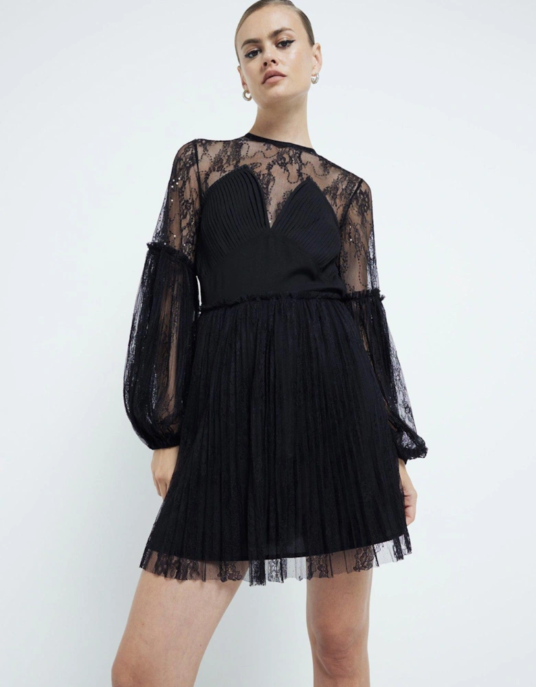 Lace Hybrid Dress - Black