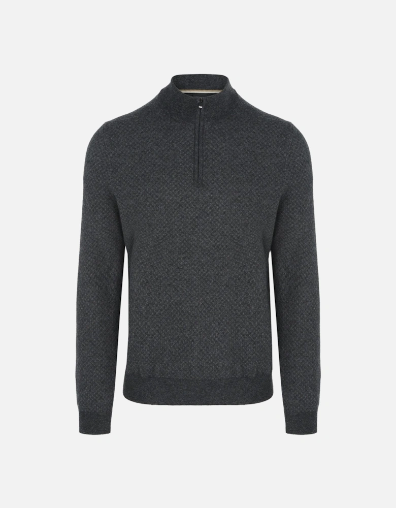 Boss H-eltorino Half Zip Knitwear Dark Grey