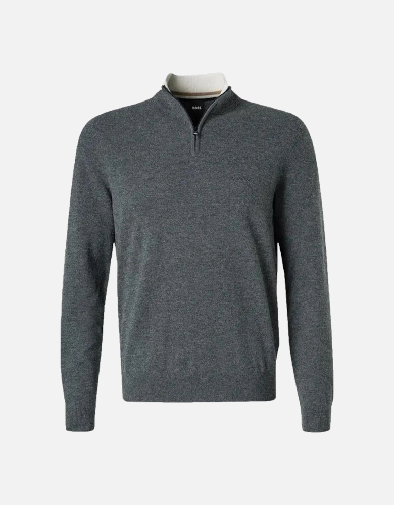 Boss Emarlo Half Zip Knitwear Medium Grey