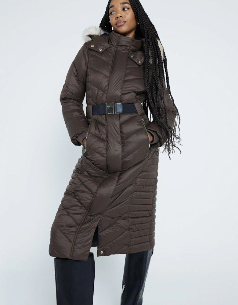 Slim Padded Coat - Dark Brown