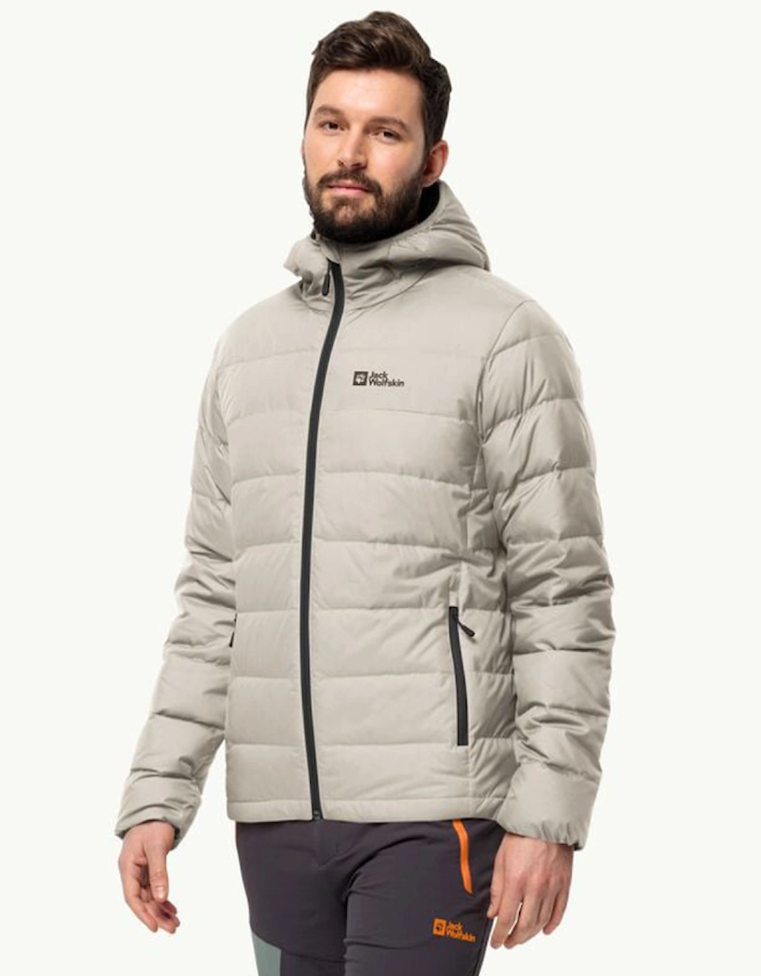 Men's Jack Wolfskin Men's Ather Down Hooded Jacket - Grey - Size: Regular/40