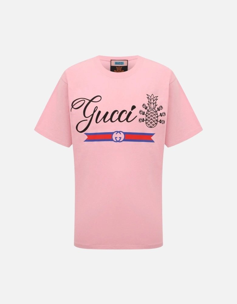 Pineapple Logo Oversized Fit T-Shirt in Pink