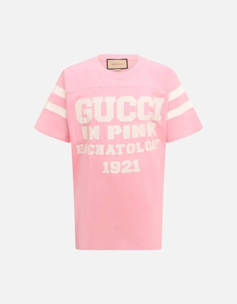 Eschatology 1921 Printed T-Shirt in Pink