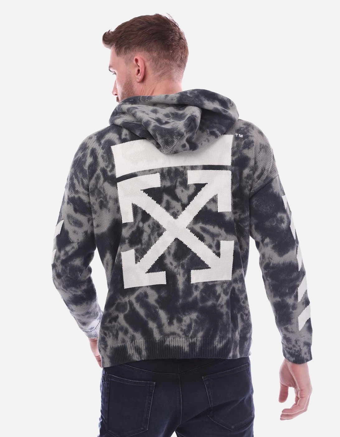 Diagonal Arrow Tie Dye Knit Hoodie