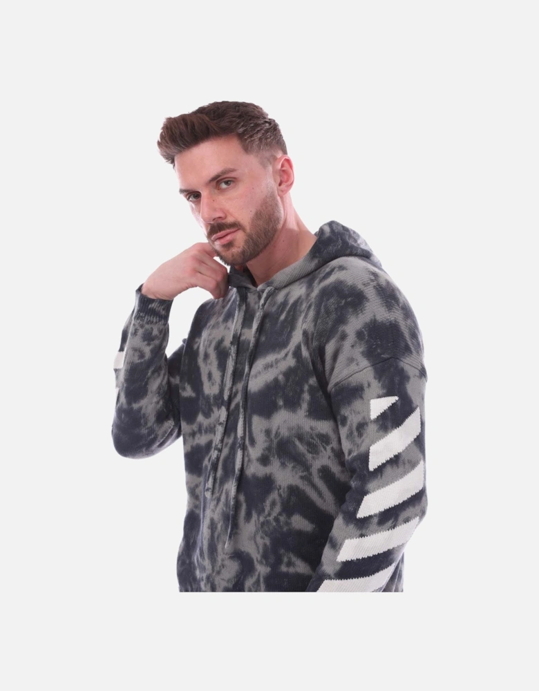 Diagonal Arrow Tie Dye Knit Hoodie