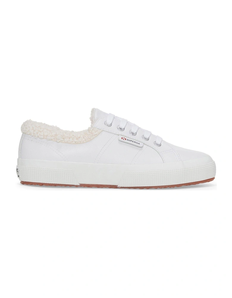 2750 Vegan Faux Leather Fur Plimsolls - White Ice