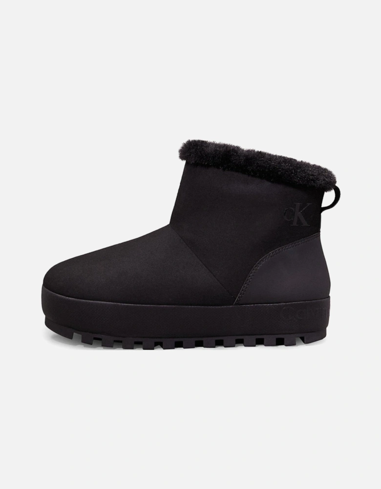 Fleece Lined Slipper Boots - Black