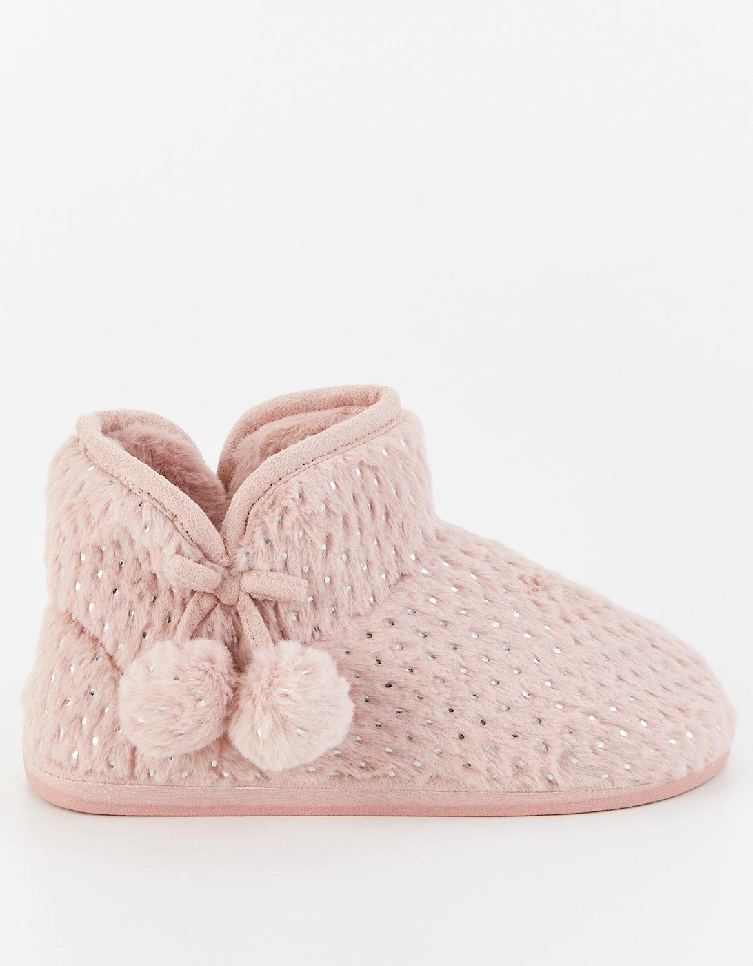 Textured Slipper Boot With Poms - Pink, 8 of 7