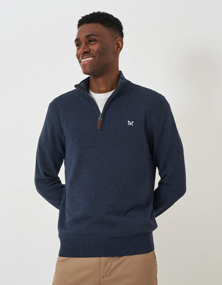 Men's Organic Classic 1/2 Zip Jumper Steel Blue Marl