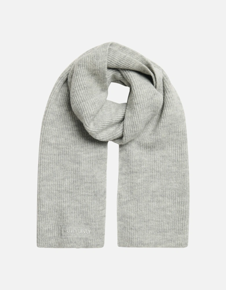 Soft Rib Knit Scarf Chalk Grey Marl