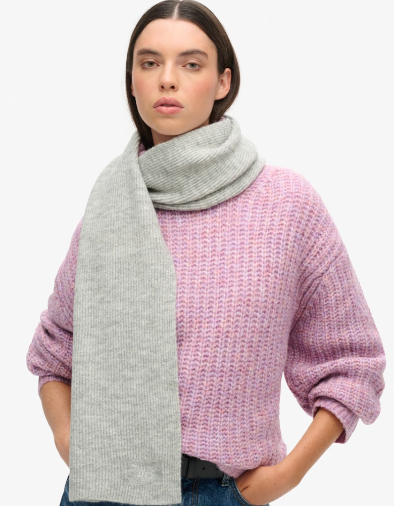 Soft Rib Knit Scarf Chalk Grey Marl