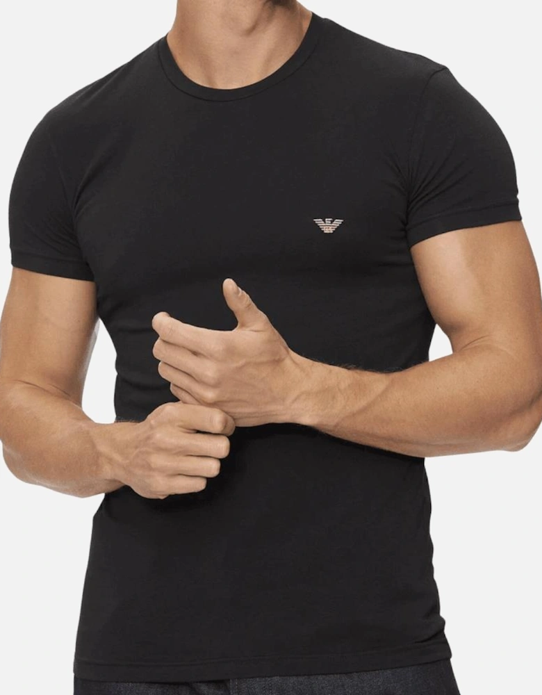 Stretch Embroidered Logo Black/Gold T-Shirt