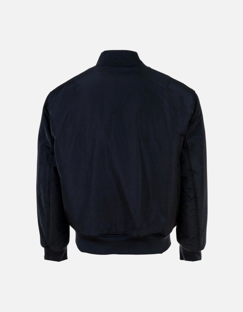 Padded Embroidered Logo Navy Bomber Jacket