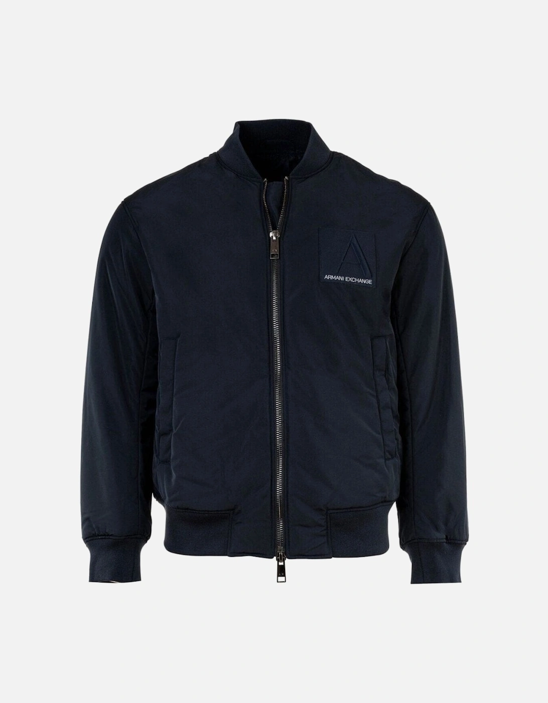 Padded Embroidered Logo Navy Bomber Jacket, 4 of 3