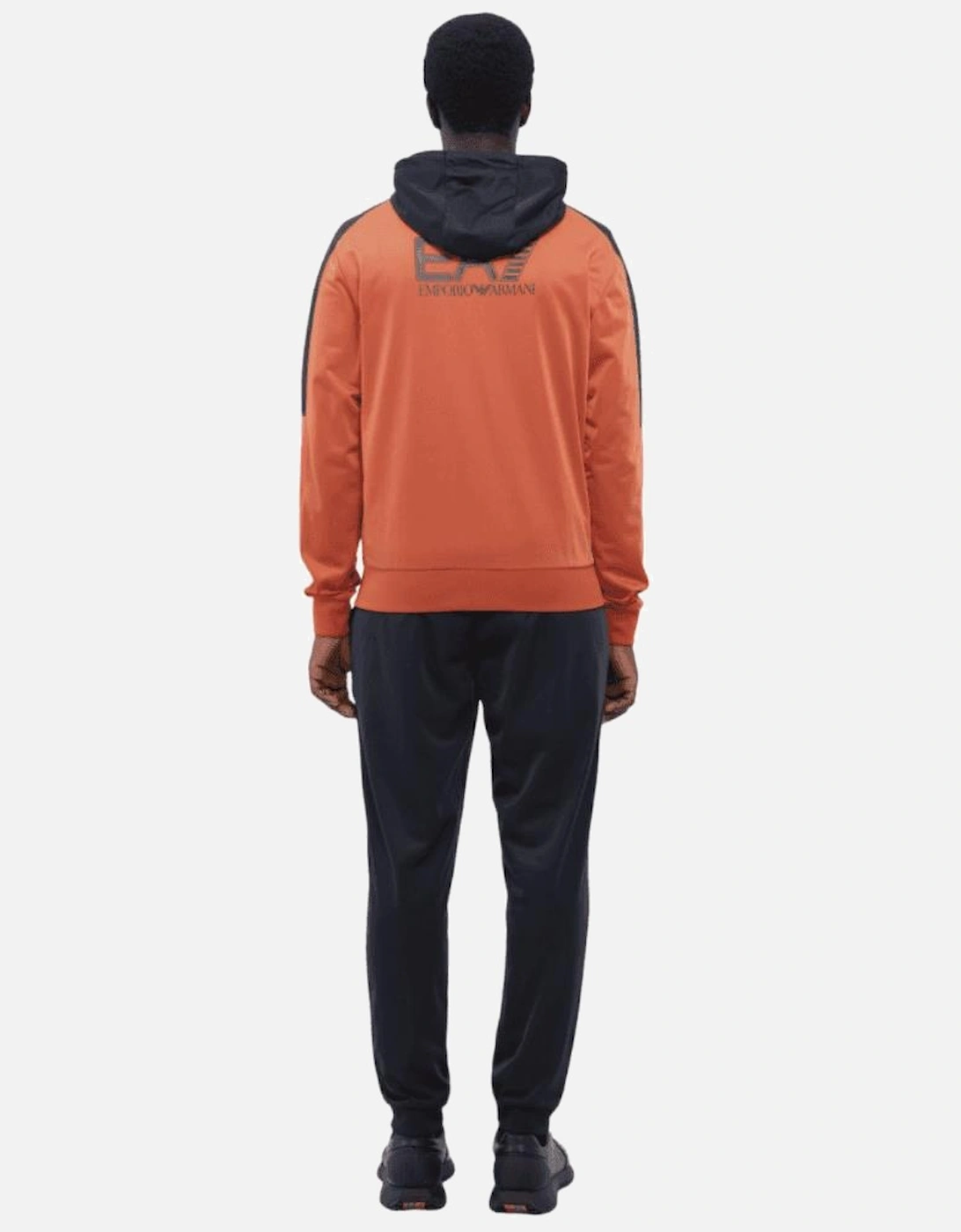 Cotton Rear Logo Hooded Full Zip Orange/Navy Tracksuit