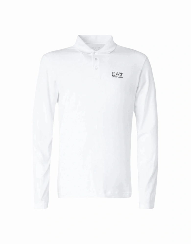 Cotton Stretch White Long Sleeve Polo Shirt