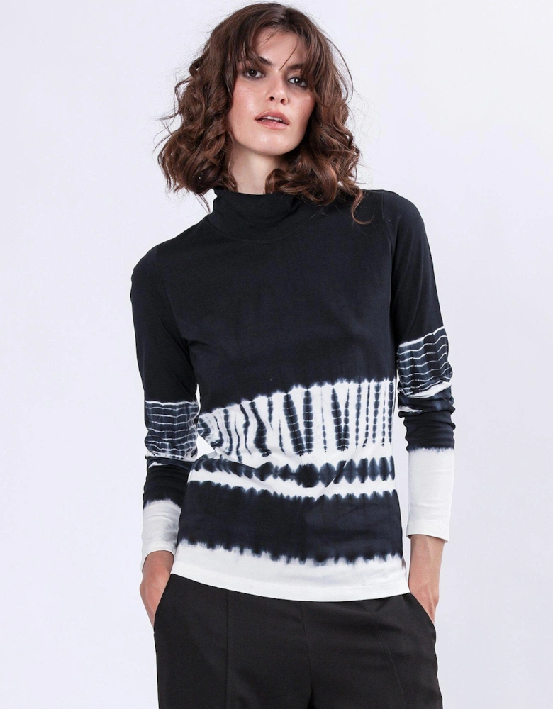 Shade L/s Polo Top In Hand Tie Dye Stripe