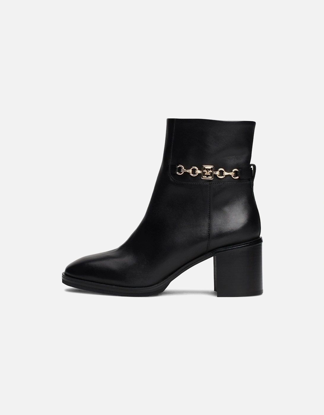 Chain Detail Leather Ankle Boots - Black, 7 of 6